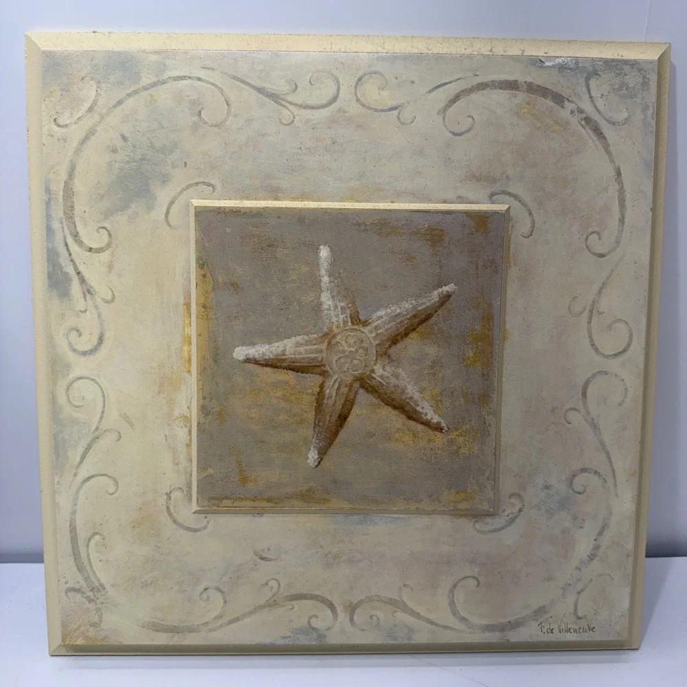 F. de Villeneuve 3D Shell Starfish Wall Art Plaques Set of 2 Cream Tan Canada